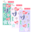 Stickers en planchitas Sirena 6u